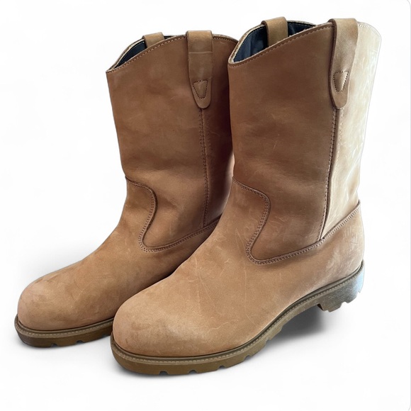 Golden Retriever Suede Leather Work Boots Tan Size 10 Mens Made in the USA - Picture 1 of 11